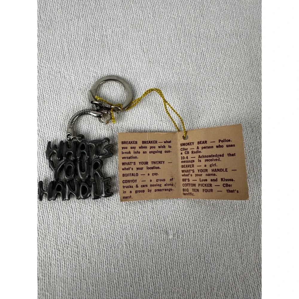 CB Guide Silvertone‎ Chain Link WHATS YOUR HANDLE Pendant Necklace CB Radio Talk